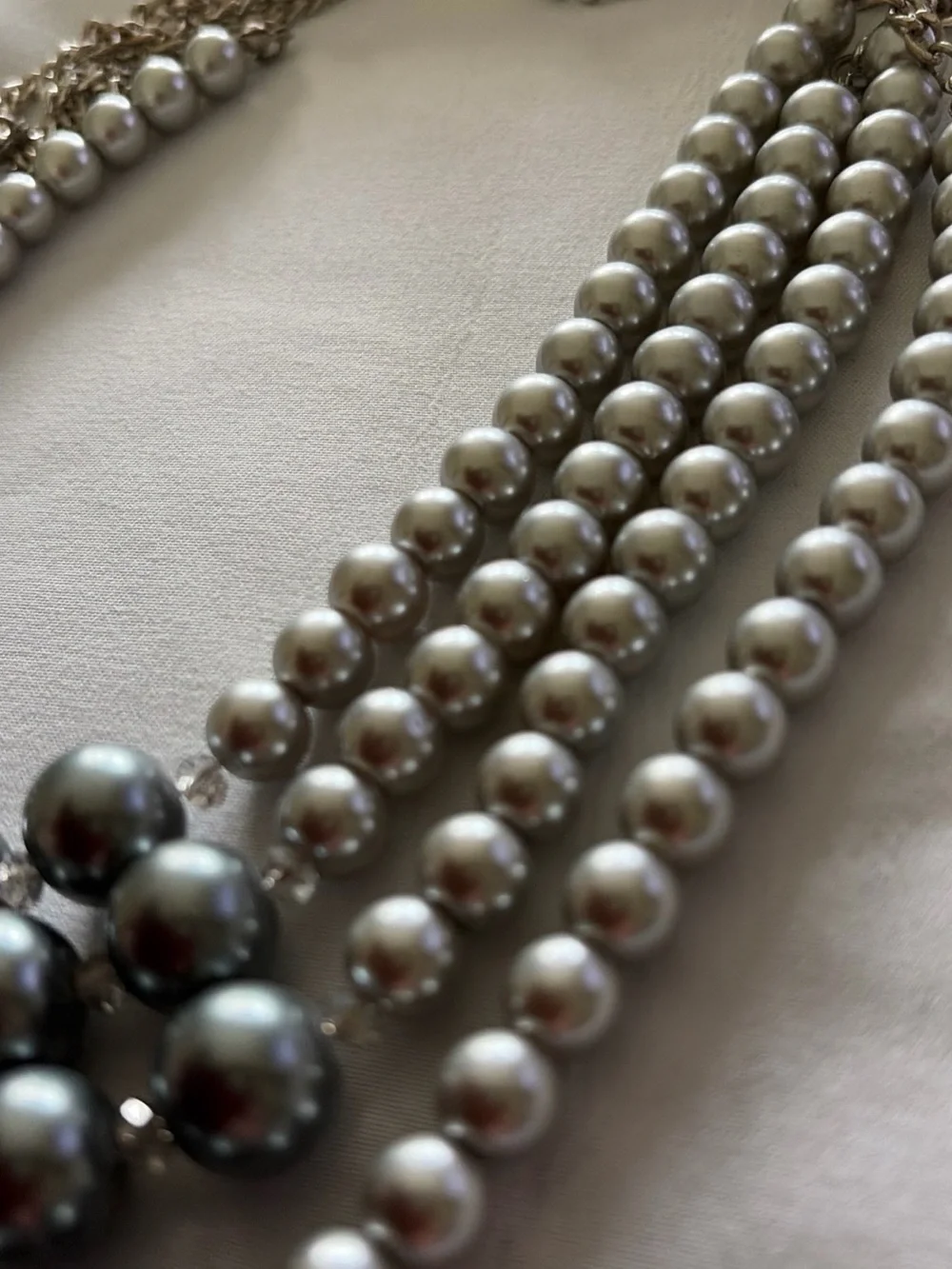 Multi-Strand Grey Pearl Statement Necklace - Women Jewelry